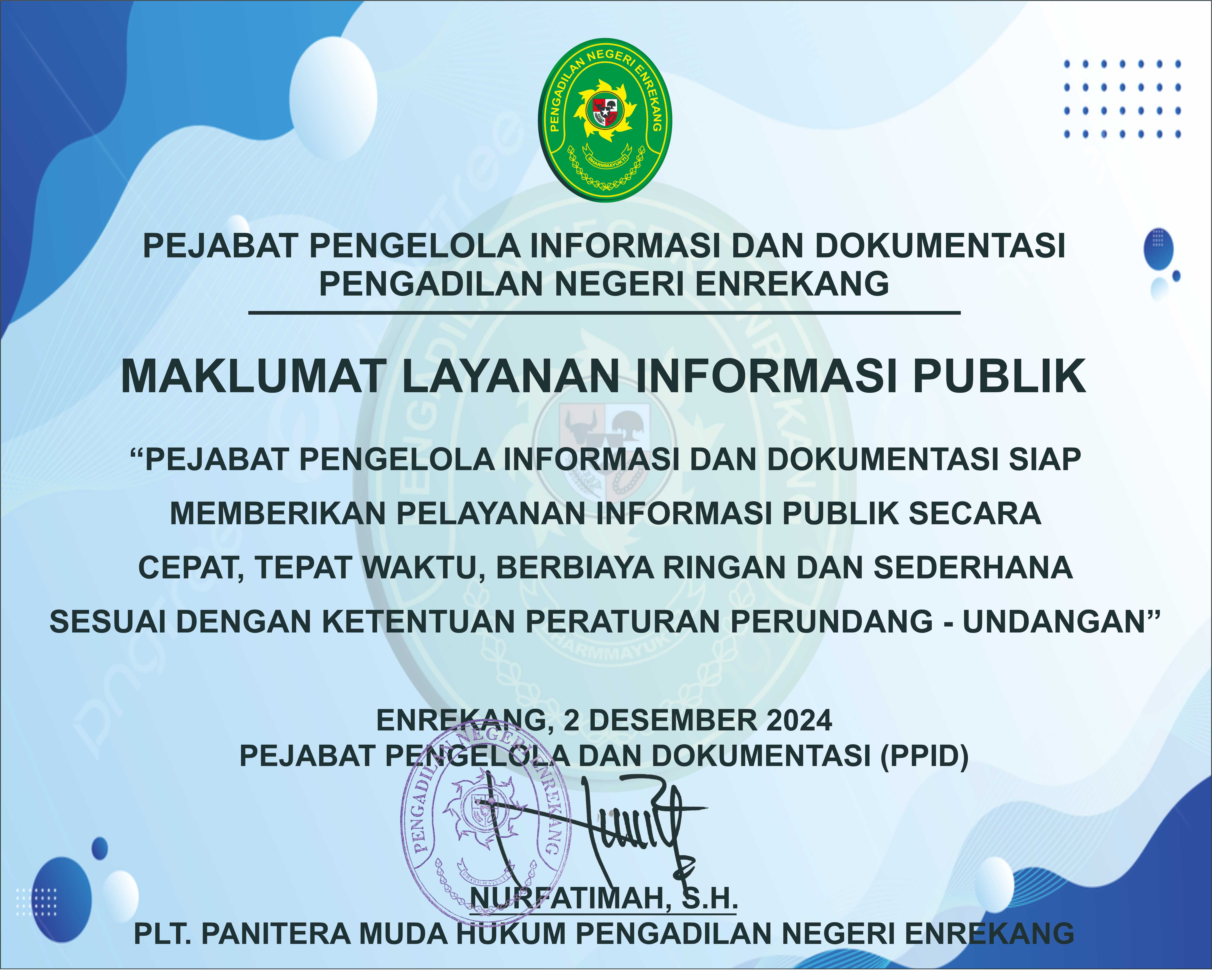 MAKLUMAT LAYANAN INFORMASI PUBLIK