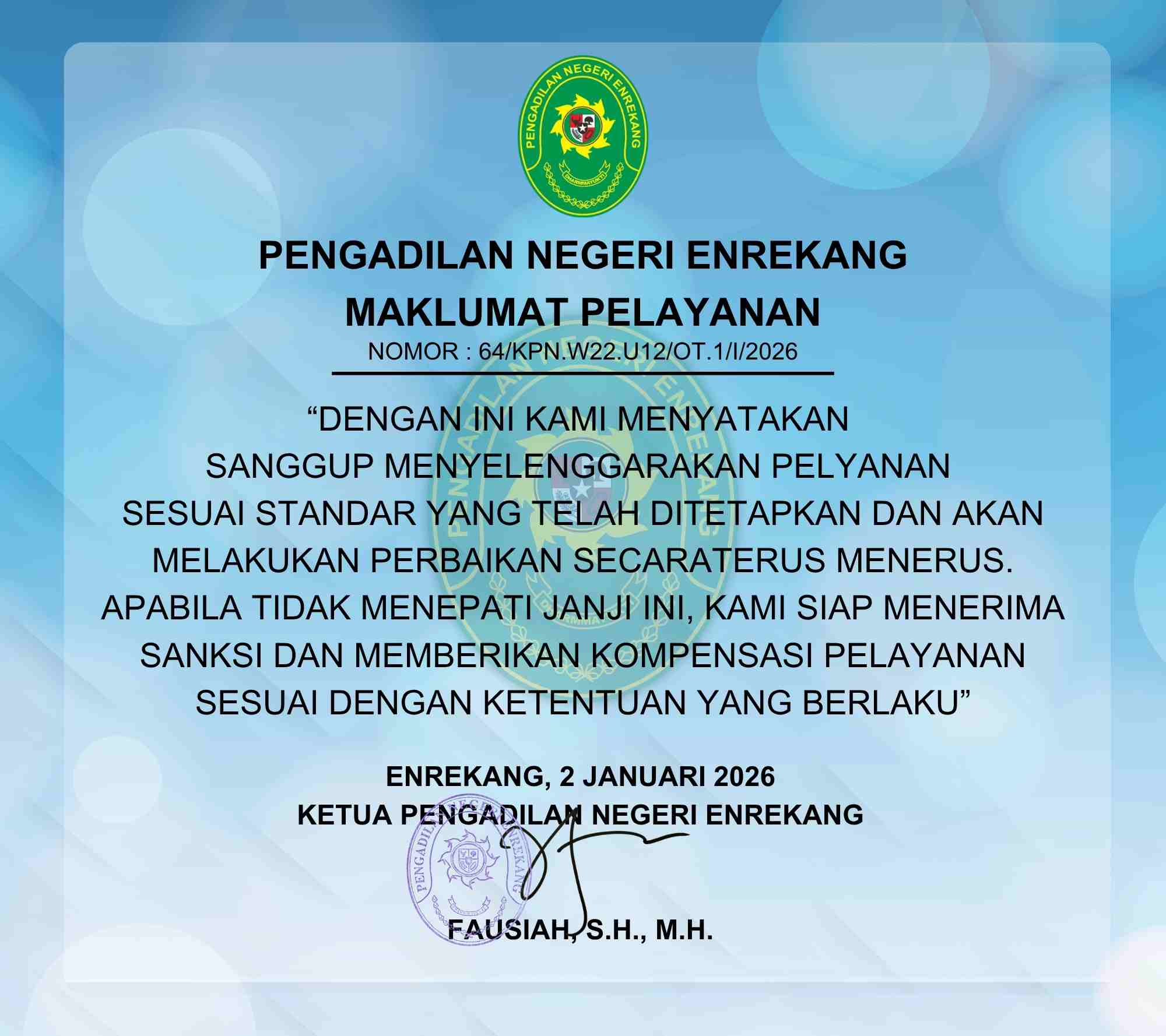 maklumat pelayanan 2026